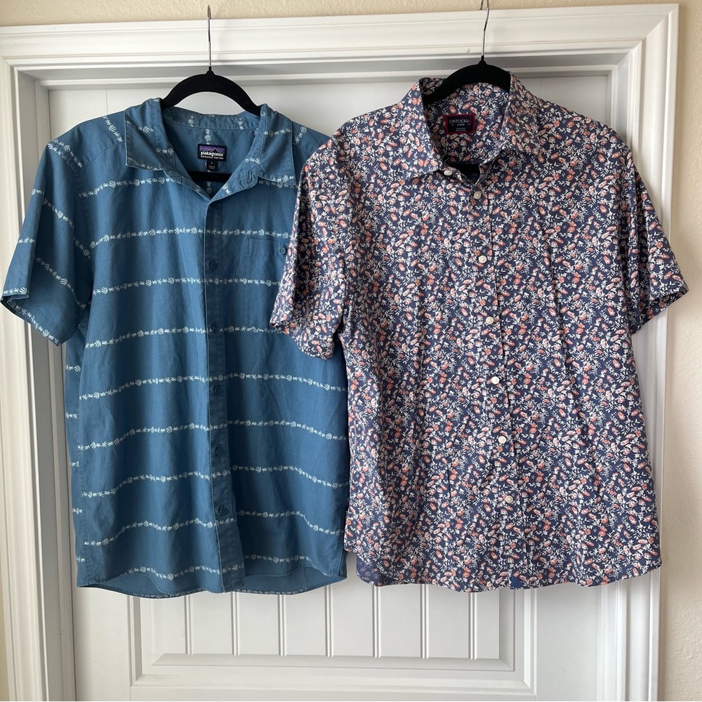 Patagonia UNTUCKit Mens L Floral Print Short Sleeve Button Down Shirts Set of 2
